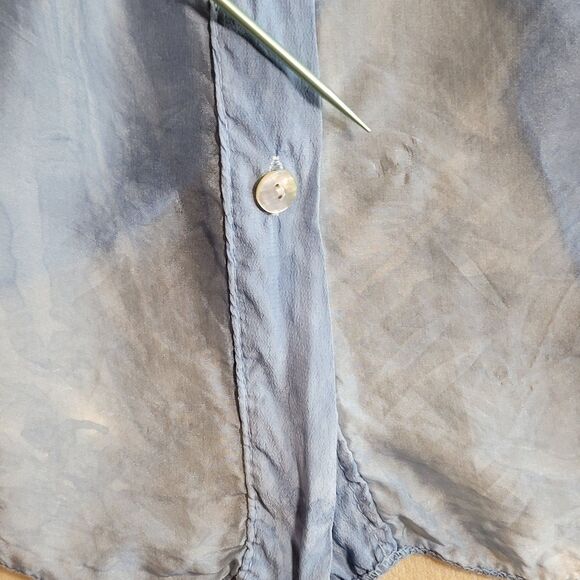 Scandal Italy Silk Top Sheer White Blue Boho Fairy Kimono Sleeve Flowy Resort OS - Picture 7 of 9